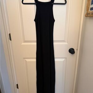 Square neck Black Sleeveless Dress